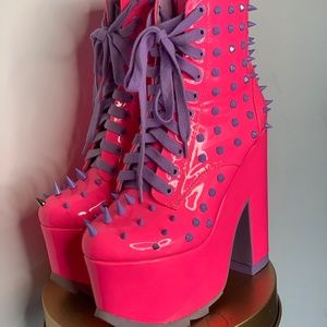 YRU Hot Pink Spiked "Night Terror" Platform Boots